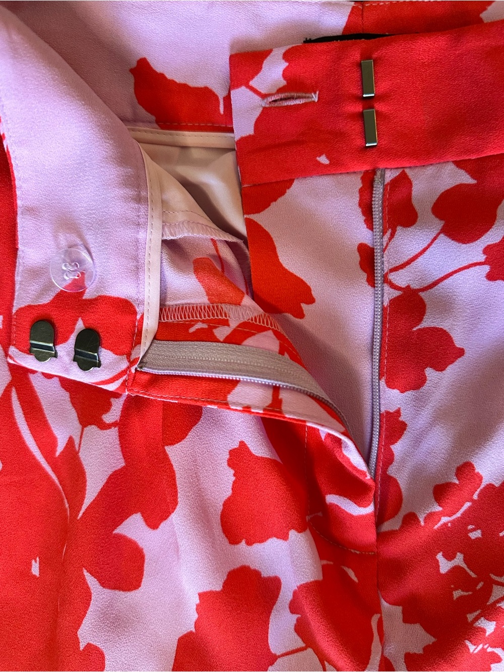 Halogen x Atlantic-Pacific Floral Wide Leg Pants Pink Red High Rise Size 4 - Picture 6 of 13